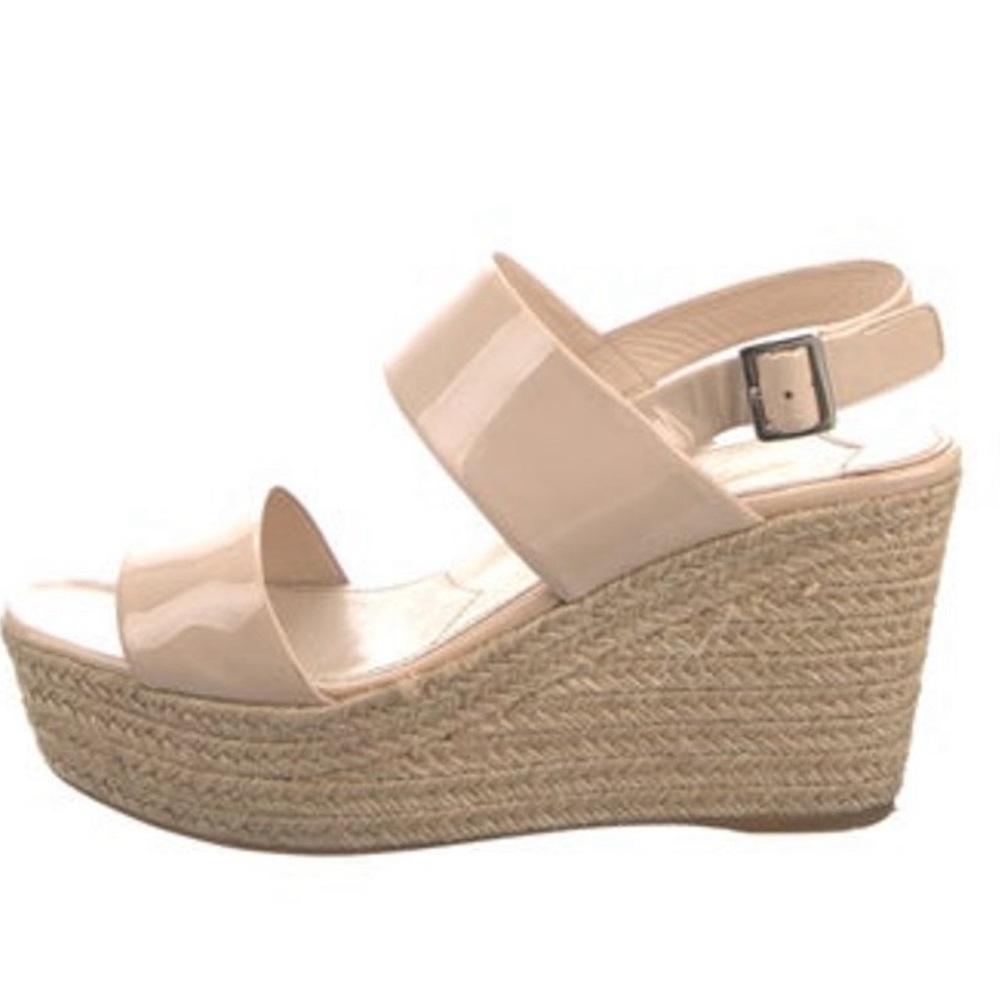 Prada Patent Leather Espadrille Wedge Sandals Size US10 IT 40